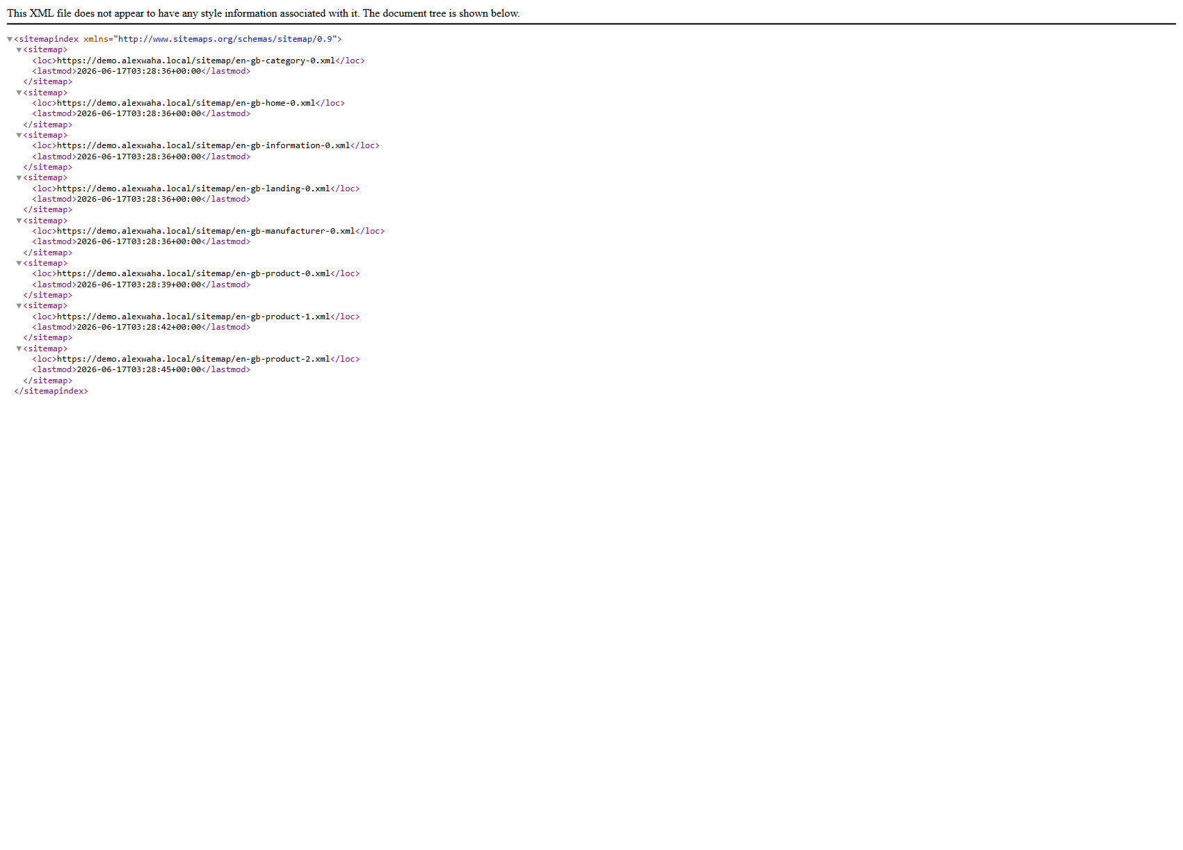 Generated sitemap index file
